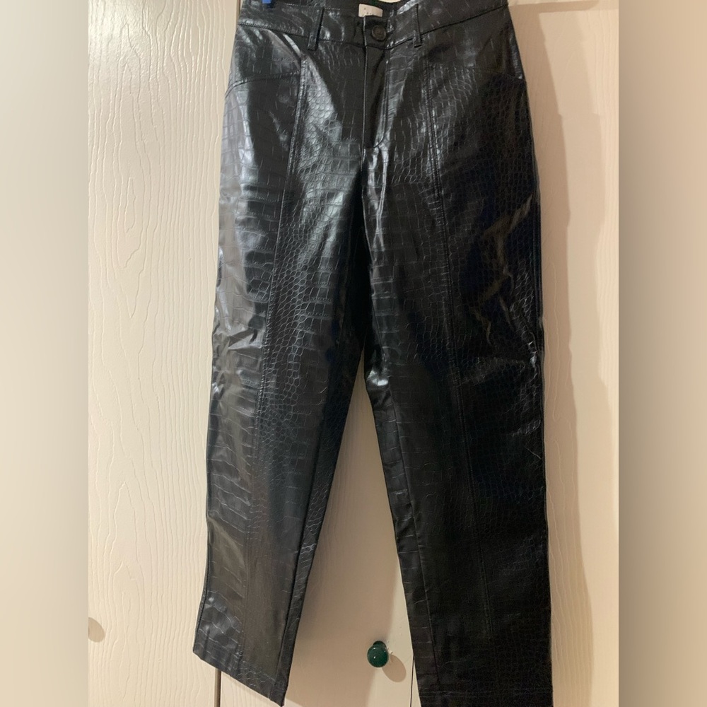 a new day Black Croc-Embossed Straight Leg Pants
